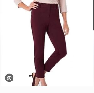 White House Black Market Women's Burgundy Comfort Stretch Ankle Pant. NWT